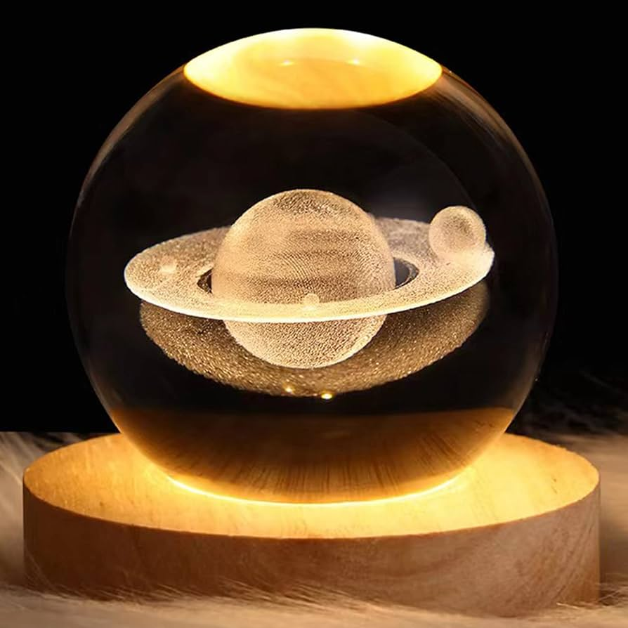 [IKA-616] Saturn Crystal Ball w/ LED Lamp Base